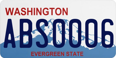 WA license plate ABS0006
