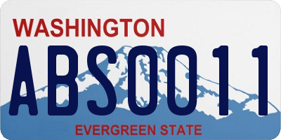 WA license plate ABS0011