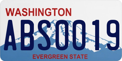 WA license plate ABS0019