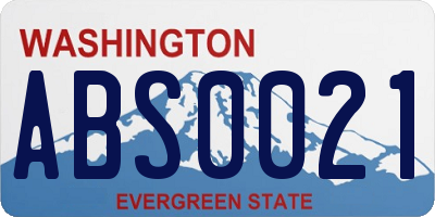 WA license plate ABS0021