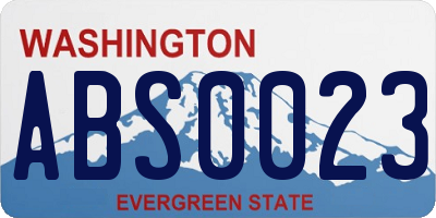WA license plate ABS0023
