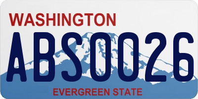 WA license plate ABS0026