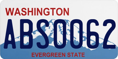 WA license plate ABS0062