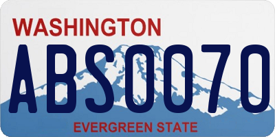 WA license plate ABS0070
