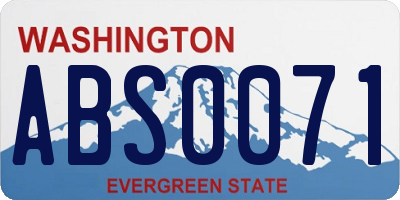 WA license plate ABS0071