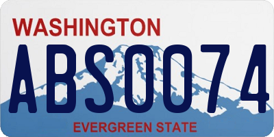 WA license plate ABS0074