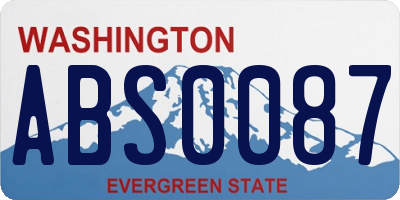 WA license plate ABS0087