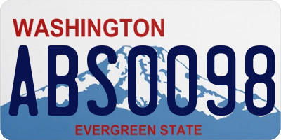 WA license plate ABS0098