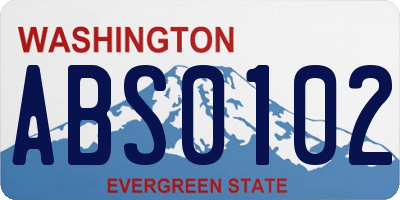 WA license plate ABS0102