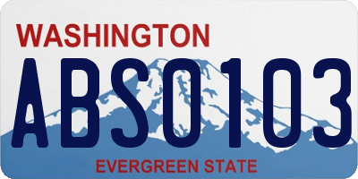 WA license plate ABS0103