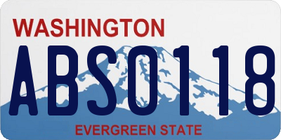 WA license plate ABS0118