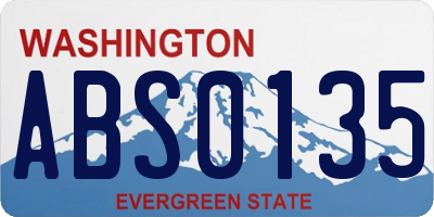 WA license plate ABS0135