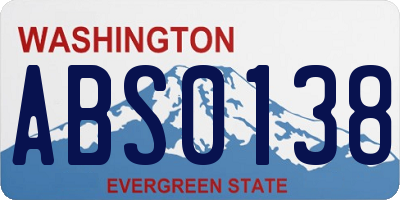 WA license plate ABS0138