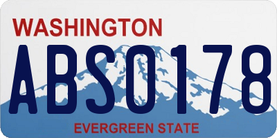 WA license plate ABS0178
