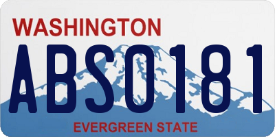 WA license plate ABS0181