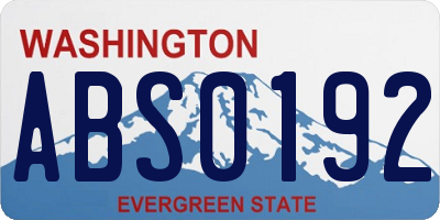 WA license plate ABS0192