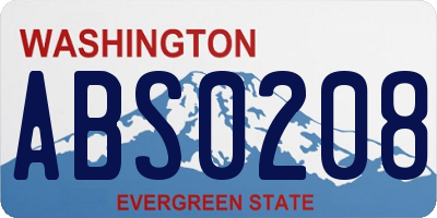 WA license plate ABS0208