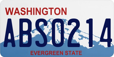 WA license plate ABS0214