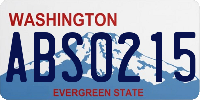 WA license plate ABS0215