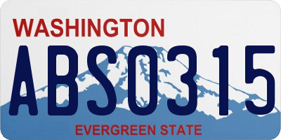 WA license plate ABS0315