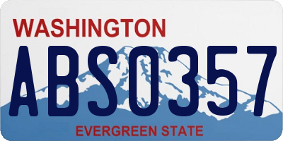 WA license plate ABS0357