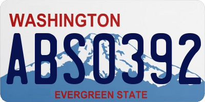 WA license plate ABS0392
