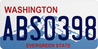 WA license plate ABS0398