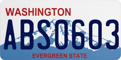 WA license plate ABS0603