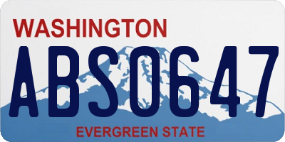 WA license plate ABS0647