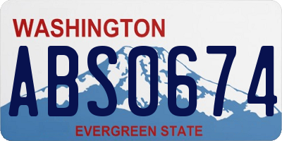 WA license plate ABS0674