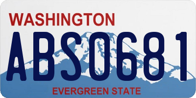 WA license plate ABS0681