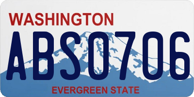 WA license plate ABS0706
