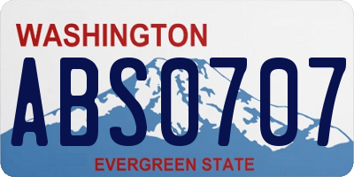 WA license plate ABS0707