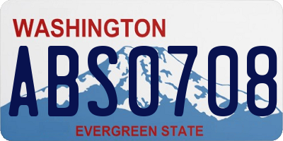 WA license plate ABS0708