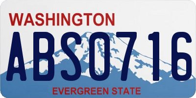 WA license plate ABS0716