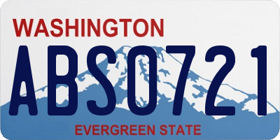 WA license plate ABS0721