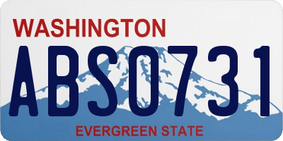 WA license plate ABS0731