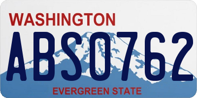 WA license plate ABS0762
