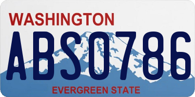 WA license plate ABS0786