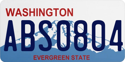 WA license plate ABS0804