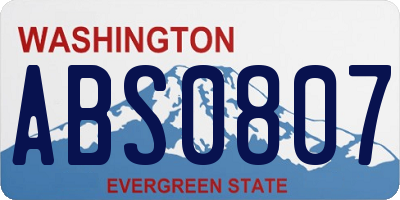 WA license plate ABS0807