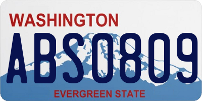 WA license plate ABS0809