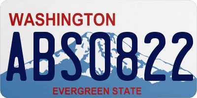 WA license plate ABS0822
