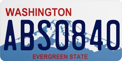 WA license plate ABS0840