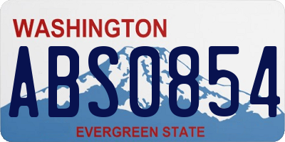 WA license plate ABS0854