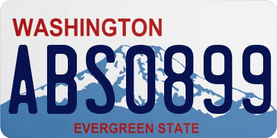 WA license plate ABS0899