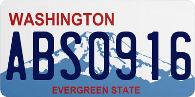 WA license plate ABS0916