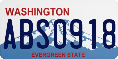 WA license plate ABS0918