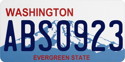 WA license plate ABS0923