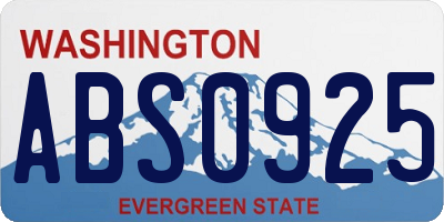 WA license plate ABS0925
